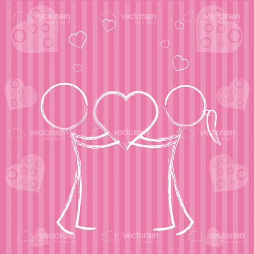 Abstract Love Background with Boy and Girl in Sketch Style